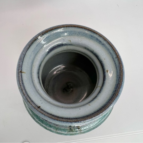 Jim Weber Ware Studio Art Pottery Beehive Round Bowl Vase Pink Blue Glaze Signed - Picture 4 of 7